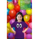 Bellatio Decorations Verkleed t-shirt voor kinderen/meisje - smiley - paars - feestkleding