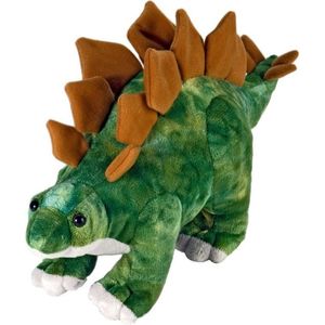 Pluche dinosaurus Stegosaurus knuffel groen/bruin 25 cm -  Dinosaurus dieren knuffels - Speelgoed