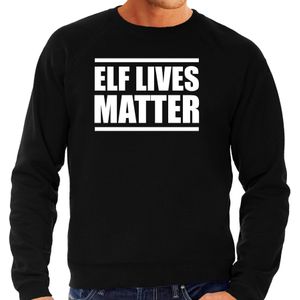 Elf lives matter Kerst sweater / Kerst trui zwart voor heren - Kerstkleding / Christmas outfit