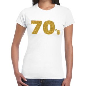 70's goud glitter t-shirt wit dames - dames shirt 70's