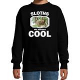 Dieren luiaarden sweater zwart kinderen - sloths are serious cool trui jongens/ meisjes - cadeau hangende luiaard/ luiaarden liefhebber - kinderkleding / kleding
