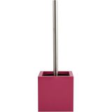 MSV Badkamer accessoires set - fuchsia roze - zeeppompje en wc/toilet-borstel - hout/keramiek/rvs