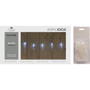 IJspegelverlichting transparant lichtsnoeren met 40 witte lampjes inclusief dakgoot haakjes - Kerstverlichting ijspegel lampjes
