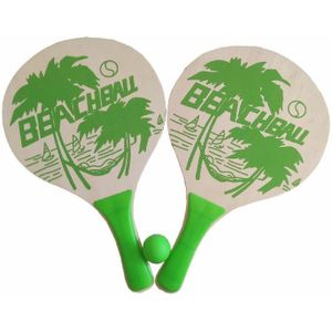 Summertime Houten Beachball Set Groen - Geschikt voor kinderen vanaf 5 jaar - Set van 2 rackets en bal