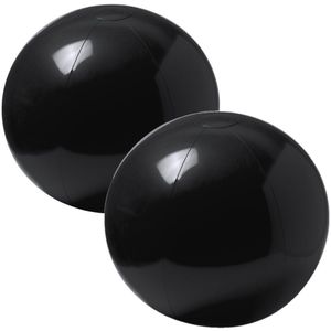 2x stuks opblaasbare strandballen extra groot plastic zwart 40 cm - Strand buiten zwembad speelgoed
