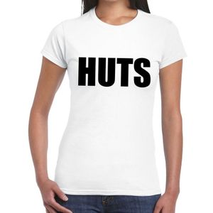 HUTS tekst t-shirt wit voor dames - dames fun shirts