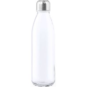 Glazen waterfles/drinkfles transparant met RVS dop 650 ml - Sportfles - Bidon