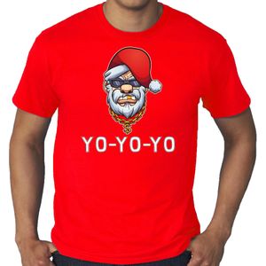 Grote maten Gangster / rapper Santa fout Kerstshirt / Kerst t-shirt rood voor heren - Kerstkleding / Christmas outfit