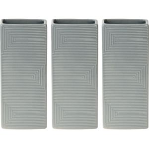 Waterverdamper radiator - 3x - grijs - met relief - kunststeen - 18 cm - luchtbevochtiger