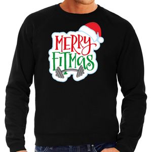 Merry fitmas Kerstsweater / Kerst trui zwart voor heren - Kerstkleding / Christmas outfit