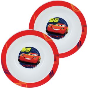 4x zakjes kunststof ontbijtbordje diep Disney Cars 16 cm - Onbreekbare kinder bordjes