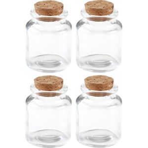 84x kleine glazen flesjes/potjes 5 x 6 cm met kurken afsluitdops - Kleine apothekers bewaarpotjes/voorraadpotjes