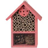 Roze insectenhotel 20 cm - Hotel/huisje voor insecten - Bijenhuis/vlinderhuis