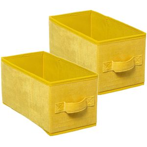 Set van 2x stuks opbergmand/kastmand 7 liter geel polyester 31 x 15 x 15 cm - Opbergboxen - Vakkenkast manden