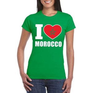 Groen I love Marokko supporter shirt dames - Marokkaans t-shirt dames