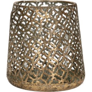 Countryfield Luxe theelichthouder - Morocco - metaal - brons kleur - D14 x H15 cm