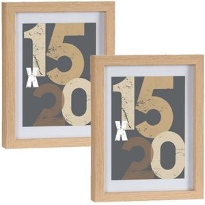 2x stuks houten fotolijst bruin geschikt voor een foto van 15 x 20 cm of 18 x 24 cm