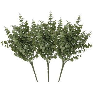 DK Design Kunstbloem Eucalyptus tak - 3x - 47 cm - groen - bundel/bosje - Kunst zijdebloemen