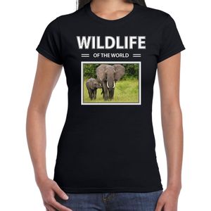 Dieren foto t-shirt Olifant - zwart - dames - wildlife of the world - cadeau shirt olifanten liefhebber