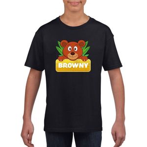 Browny de beer t-shirt zwart voor kinderen - unisex - beren shirt - kinderkleding / kleding