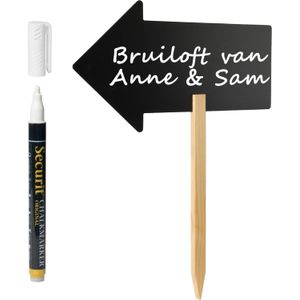 Bruiloft/ feest wegwijzer bord/pijl incl. witte krijtstift - H54 cm