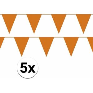 5x oranje slinger / vlaggenlijn van 10 meter - totaal 50 m - EK / WK