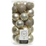 90x Licht parel/champagne kunststof kerstballen 4 - 5 - 6 cm - Onbreekbare plastic kerstballen