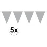 5x vlaggenlijn / slinger zilver 10 meter - totaal 50 meter - slingers