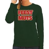 Bellatio Decorations Foute kersttrui/sweater voor dames - feest muts - groen - kerstmis