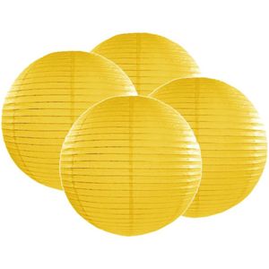 8x stuks luxe bol vorm lampion geel 35 cm - Party of verjaardag feest versieringen