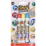 100x Bingokaarten nummers 1-90 inclusief 3x bingo stiften blauw/geel/rood