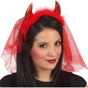 Halloween/horror verkleed diadeem/tiara - duivel hoorns/sluier - kunststof - dames/meisjes