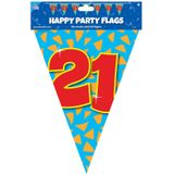 Paperdreams verjaardag 21 jaar thema vlaggetjes - 3x - feestversiering - 10m - folie - dubbelzijdig