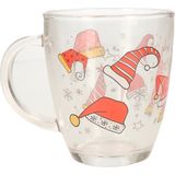 Kerst mok - glas - 300 ml - met kerstprint - kerstbekers