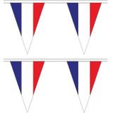 2x Polyester vlaggenlijnen Frankrijk 5 meter - Landenversiering Frankrijk slingers - Franse vlag