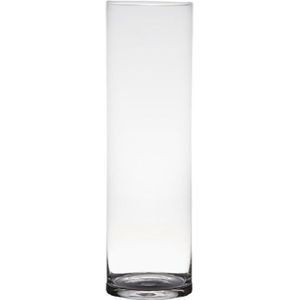 Transparante home-basics cilinder vorm vaas/vazen van glas 50 x 15 cm - Bloemen/takken/boeketten vaas voor binnen gebruik