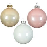 Kerstballen pakket 49x stuks kerstballen lichtroze/parel/wit van glas 6 cm - glans en mat