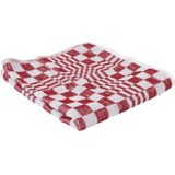 12x Handdoek rood met blokmotief 50 x 50 cm - Huishoudtextiel - keukendoek / handdoekjes