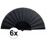 6 stuks Spaanse handwaaiers zwart 23 x 43 cm - Verkoeling - Waaiers voor warmte dagen