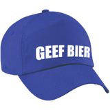 Geef bier fun pet blauw voor dames en heren - geef bier baseball cap - carnaval fun accessoire