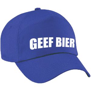 Geef bier fun pet blauw voor dames en heren - geef bier baseball cap - carnaval fun accessoire