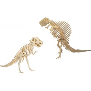 Houten 3D dieren dino puzzel set T-rex en Spinosaurus - Speelgoed bouwpakketten