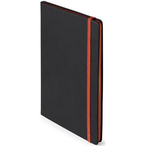 Schriften/notitieboekje oranje met elastiek A5 formaat - 80x gekleurde blanco paginas - opschrijfboekjes
