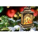 Snowglobe glitter lantaarn met kerststalletje - 28 cm - met licht - kerstdecoratie