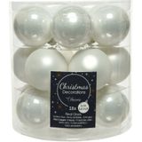 Compleet glazen kerstballen pakket winter wit glans/mat 38x stuks - 18x 4 cm en 20x 6 cm - Inclusief piek glans