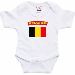 Belgium baby rompertje met vlag wit jongens en meisjes - Kraamcadeau - Babykleding - Belgie landen romper
