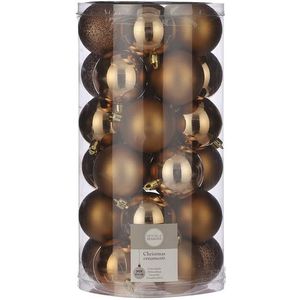 60x Kunststof kerstballen licht koper 6 cm - Onbreekbare licht koperen kerstballen 6 cm