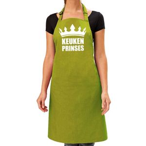 Keuken Prinses barbeque schort / keukenschort lime groen voor dames - bbq schorten