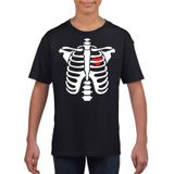 Halloween skelet t-shirt zwart jongens en meisjes - Halloween kostuum kind