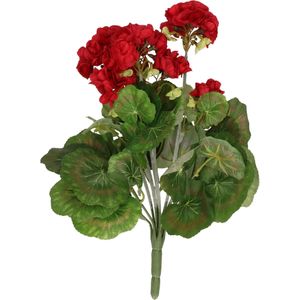 Kunstbloemen kunstplant rode Geranium 35 cm met 5 bloem series